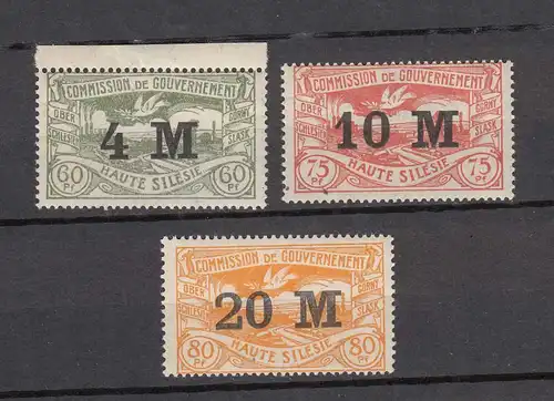 Oberschlesien 1922 Mi. 41-43 **/* postfrisch/ungebraucht 41-2 ** 43 *  (26238
