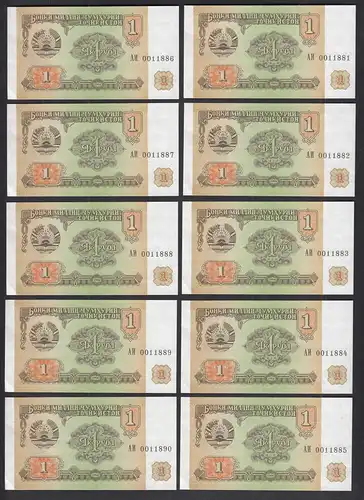 Tadschikistan - Tajikistan 10 Stück á 1 Rubel 1994 Pick 1a UNC (1)   (89291