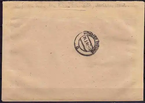 Münster Westfalen SST 1948 Annette von Droste Hülshoff R-Brief prov. R-Zettel
