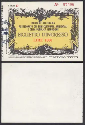 Italien - Italy 1000 Lire Biglietto Assessorato dei beni Culturali aUNC  (28786