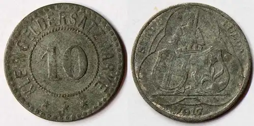 Germany - Fulda 10 Pfennig 1917 Notgeld Kleingeldersatz zinc Funck 146.3 (r1050