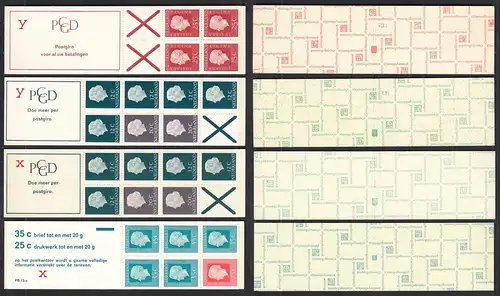 Niederlande-Nethelands 4 Stück alte Markenheftchen davon 2 y + 2 x mit Zählblock
