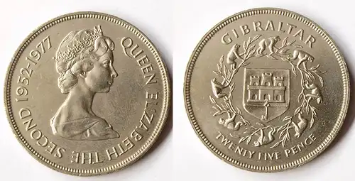 GIBRALTAR 25 P. 1952-1977  25 jähriges Regierungsjubiläum Queen Elizabeth (r810