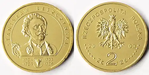 Polen - Poland 2 ZLOTYCH Münze 2003 Stanisław Leszczyński   r443