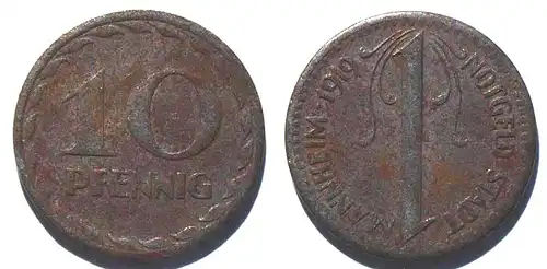 Germany Mannheim 10 Pfennig 1919 Notgeld Eisen Iron     (21989