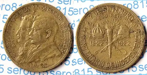Brasilien - Brazil 500 Reis Münze 1822-1922 Unabhängigkeit      (p362