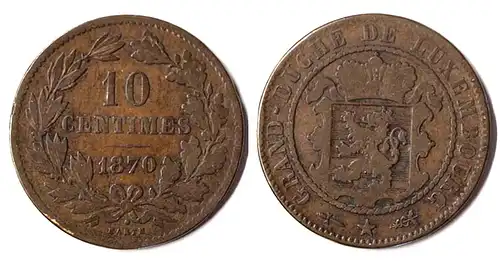 Luxemburg - Luxembourg 10 Centimes 1870 WILLEM III  (p434