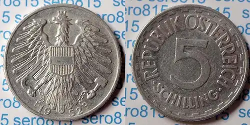 Österreich - Austria 5 Schilling Münze 1952     (p475