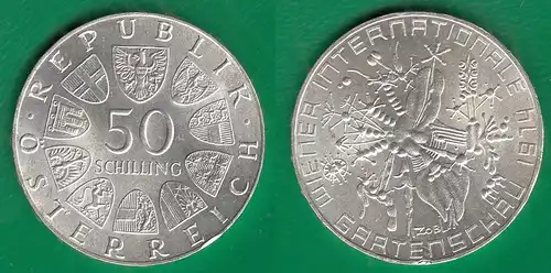 Österreich 50 Schilling Silber-Münze Internationale Gartenschau 1974  (31378