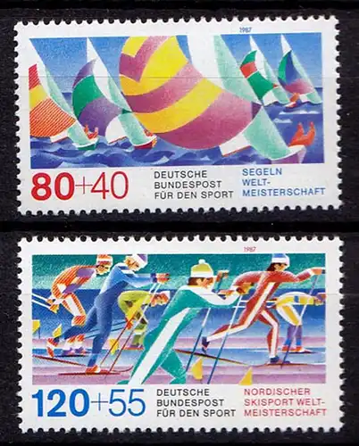 Germany BRD 1987 Mi 1310-11 ** MNH Segelregatta + Skilanglauf  (70103