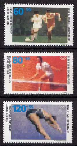 Germany BRD 1988 Mi 1353-55 ** MNH Fussball Tennis Kunstspringen   (70105