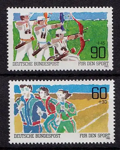 Germany BRD 1982 Mi 1127-28 ** MNH Dauerlauf Bogenschiessen - Endurance Archery