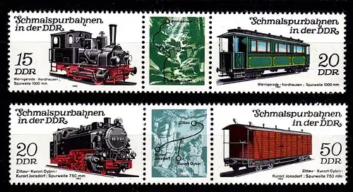 Germany DDR 1983 ** MNH Mi. 2792-95 Schmalspur Eisenbahn - Narrow gauge railways
