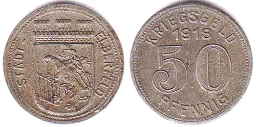 ELBERFELD Germany 50 Pfennig Notgeld/Kriegsgeld 1918 Iron/Eisen   (4138