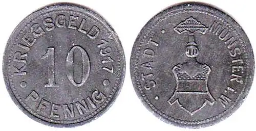 Münster Westfalia Germany 10 Pfennig Notgeld/Warmoney 1917 zinc RAR  (4103