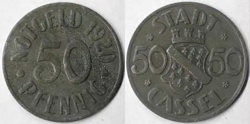 Kassel Cassel Germany 50 Pfennig Notgeld 1920 zinc  (4128
