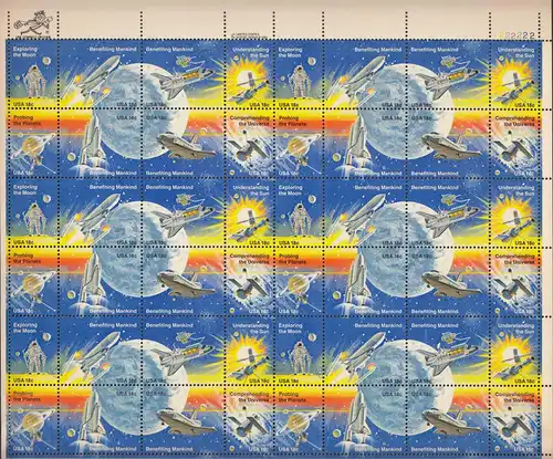USA 1981 Mi 1481-1488 postfr.** MNH Erfolge Raumfahrt ganzer Bogen 48 x 18 Cent