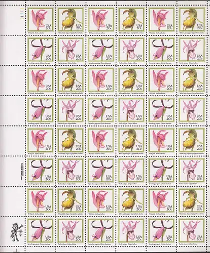 USA 1984 Mi 1683-1686 postfr.** MNH Orchideen ganzer Bogen 48 x 20 Cent