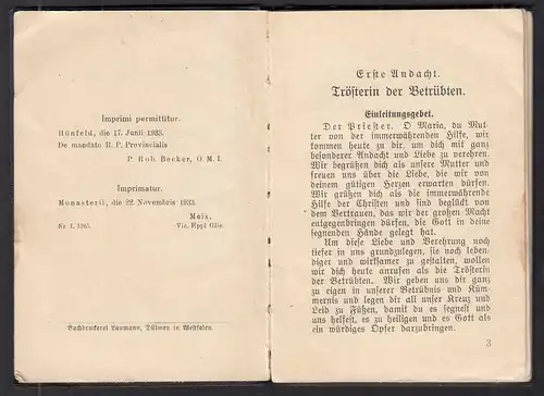 Maria hilf - vier Andachten von Paul Humpert - Verlag Laumann Dülmen 1933