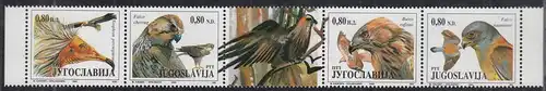 Jugoslawien-Yugoslavia 1995 Vögel Tiere 5er Streifen Mi. 2647-50 postfr. MNH
