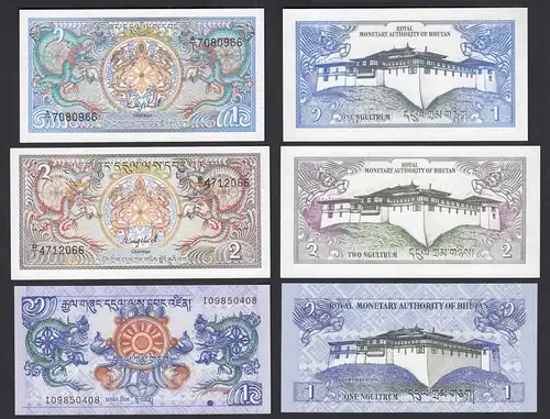 Bhutan - 3 Stück schöne Banknoten in Erhaltung UNC (1)   (31521