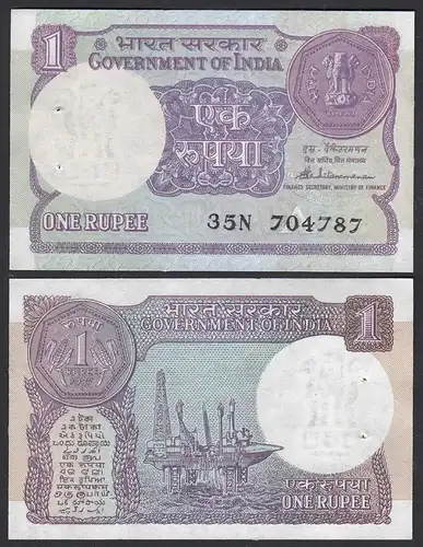 Indien - India - 1 RUPEE Banknote Pick 78 Ac sig.44 UNC (1) Letter A    (31525