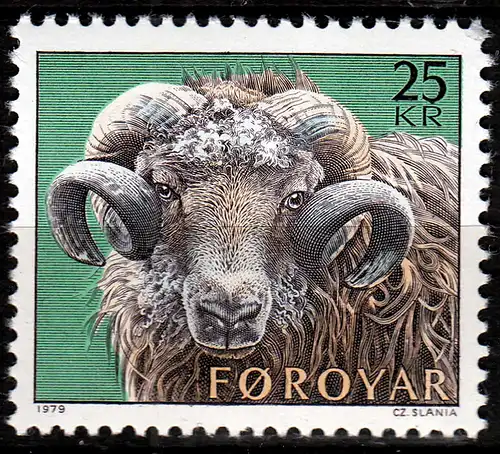 Färöer – Faroe Islands 1979 Mi. 42 ** 25 Kronen Schafzucht Widder -   (70164