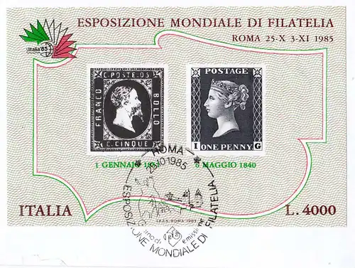 Italien Italy 1985 Block 1 Int. Briefmarkenausstellung ITALIA'85 Briefstück