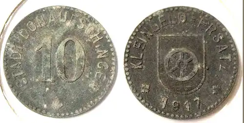 DONAUESCHINGEN 10 Pfennig 1917 Notgeld Kleingeld Ersatz Zinc Funck 101.1  (n759