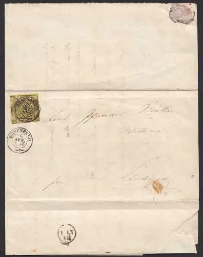 Württemberg Brief Doppelverwendung 1855 Rosenfeld/Stuttgart  (20593