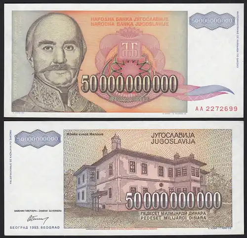 Jugoslawien - Yugoslavia 50-Milliarden Dinara 1993 Pick 136 UNC