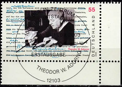 Germany BRD Mi.2361 ESST Vollstempel Theodor W. Adorno Philosoph 55 CENT  (70202