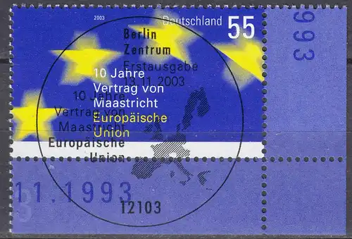 Germany BRD Mi.2373 ESST Vollstempel 10 Jahre Vertrag Maastricht-55 CENT  (70205