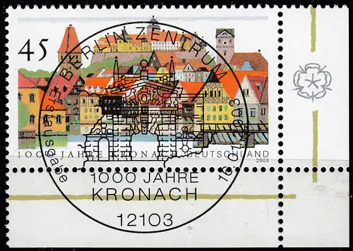 Germany BRD Mi. 2309 ESST Vollstempel 1000 Jahre Kronach 45 CENT 2003    (70214