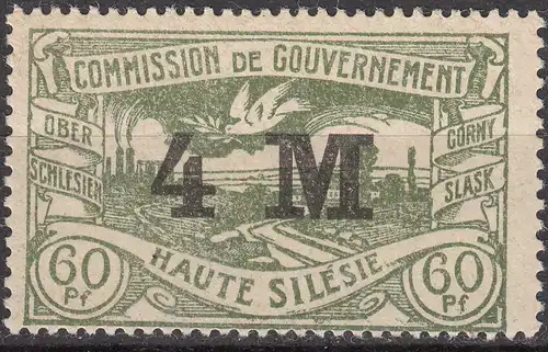 Oberschlesien - Upper Silesia Mi. 41 overprint 4 Mark auf 60 Pfennig 1922 *