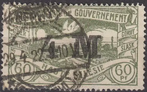 Oberschlesien - Upper Silesia Mi. 41 overprint 4 Mark auf 60 Pfennig used (70217