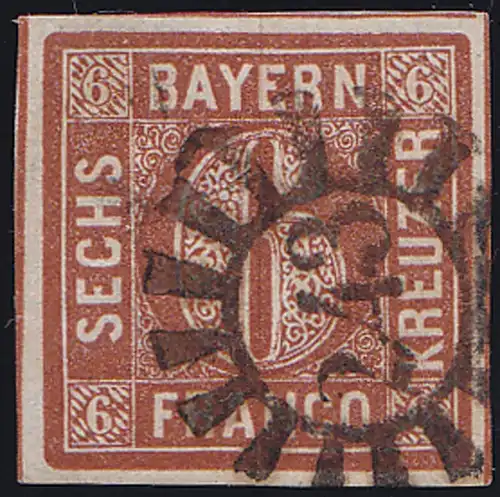 Bayern 6 Kreuzer Quadrat Marke Michel Nr. 4 gestempelt   (10034