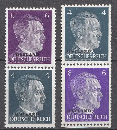 Deutsche Besetzung 2. WK WW2 Ostland Zusammendrucke S1 + S3 ** MNH   (31614