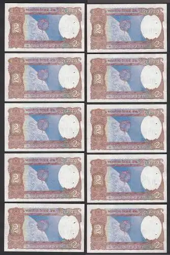 Indien - India - 10 pieces a´2 RUPEES Pick 79j 1976 no Letter - UNC (1) sign. 85