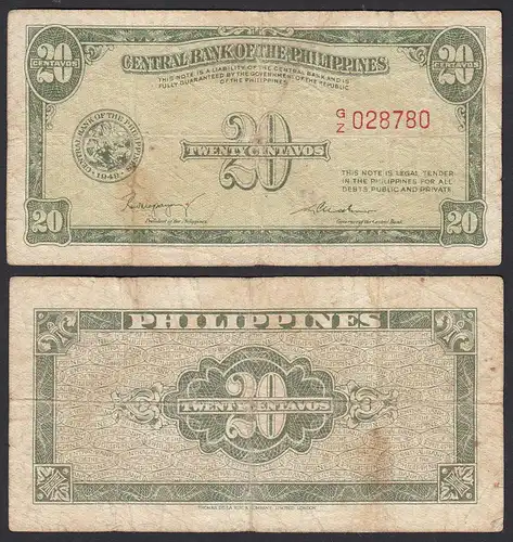 PHILIPPINEN - PHILIPPINES 20 Centavos (1949) Pick 130a F- (4-)   (31631