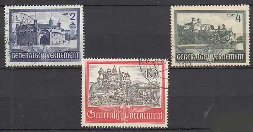 Generalgouvernement 1941 Mi. 63-65 Bauwerke gestempelt used   (70276