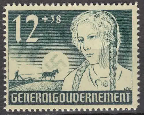 Generalgouvernement 1940 Mi.56 Marie Eppler 12+38 Gr. postfrisch MNH   (70277