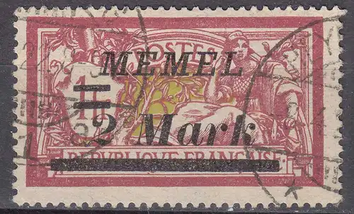 Memel 1920 Mi.28 Freimarke Frankreich mit Aufdruck 2 Mark gestempelt used