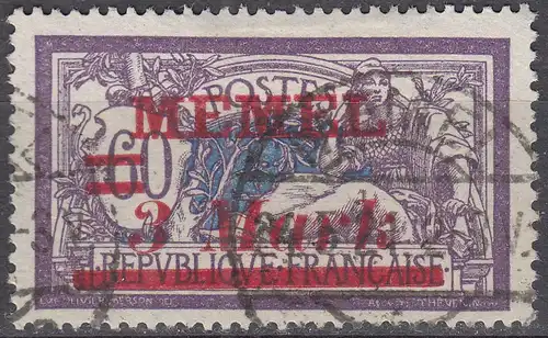 Memel 1921 Mi.37 Freimarke Frankreich Aufdruck 3 Mark auf 60 C. gestempelt used