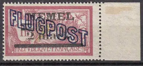 Memel 1921 Mi.44 Freimarke Frankreich Aufdruck 2 Mark auf 1 Fr. postfrisch MNH