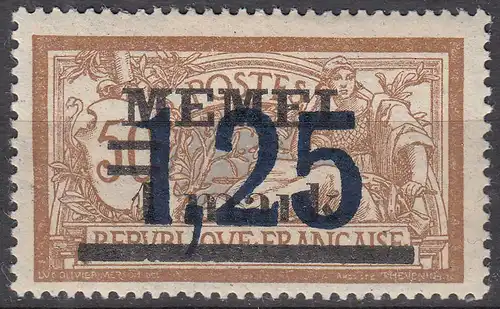 Memel 1922 Mi.50 Freimarke Frankreich Aufdruck 1,25 auf 1 M auf 50 C.mit Falz MH