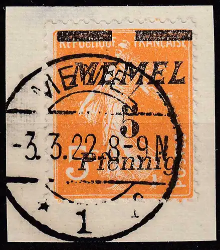 Memel 1922 Mi.52 Freimarke Frankreich Aufdruck 5 Pfennig auf 5 C. gestempel used