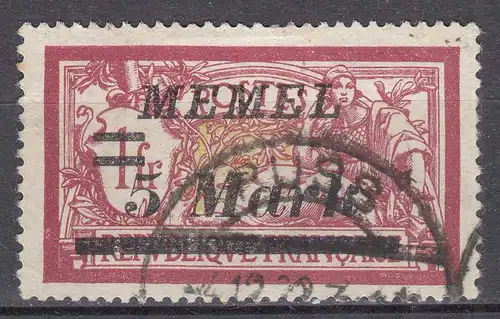 Memel 1922 Mi.69 Freimarke Frankreich Aufdruck 5 M. auf 1 Fr. gestempelt used