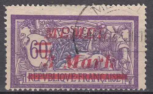 Memel 1922 Mi.68 Freimarke Frankreich Aufdruck 3 M. auf 60 C. gestempelt used