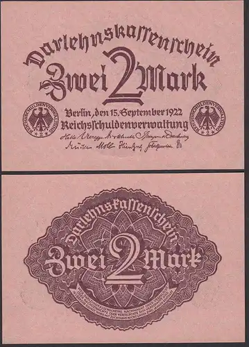 Ro 74 - 2 Mark Darlehnskassenschein 1922 Pick 62 UNC (1)    (31672